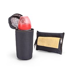 Babyhug Duet Diaper Bag with Diaper Changing Mat and Small Detachable Pouch - Grey Yellow| Set of 3 & Insulated Bottle Pouch|Water Resistant Fabric|Multi-carry Option| Durable Zipper| Easy to Maintain