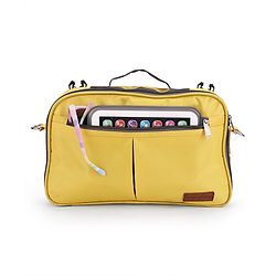 Babyhug Duet Diaper Bag with Diaper Changing Mat and Small Detachable Pouch - Grey Yellow| Set of 3 & Insulated Bottle Pouch|Water Resistant Fabric|Multi-carry Option| Durable Zipper| Easy to Maintain