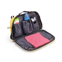 Babyhug Duet Diaper Bag with Diaper Changing Mat and Small Detachable Pouch - Grey Yellow| Set of 3 & Insulated Bottle Pouch|Water Resistant Fabric|Multi-carry Option| Durable Zipper| Easy to Maintain