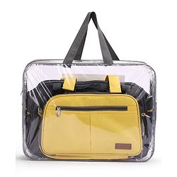 Babyhug Duet Diaper Bag with Diaper Changing Mat and Small Detachable Pouch - Grey Yellow| Set of 3 & Insulated Bottle Pouch|Water Resistant Fabric|Multi-carry Option| Durable Zipper| Easy to Maintain