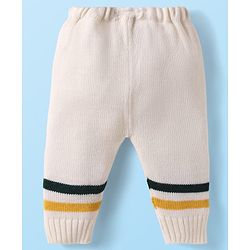 Babyhug Knit Full Sleeves Striped Sweater Set with Cap & Mittens - Off White