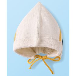 Babyhug Knit Full Sleeves Striped Sweater Set with Cap & Mittens - Off White