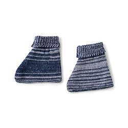 Babyhug Knit Full Sleeves Striped Sweater Set with Cap & Mittens - Navy Blue
