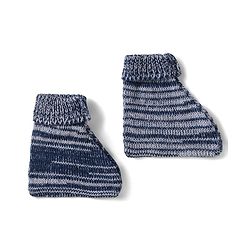 Babyhug Knit Full Sleeves Striped Sweater Set with Cap & Mittens - Navy Blue