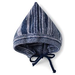Babyhug Knit Full Sleeves Striped Sweater Set with Cap & Mittens - Navy Blue