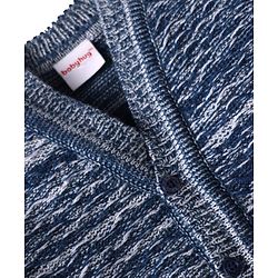 Babyhug Knit Full Sleeves Striped Sweater Set with Cap & Mittens - Navy Blue