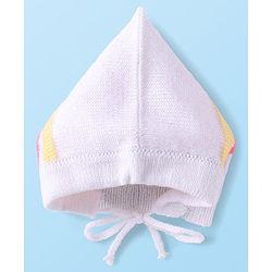Babyhug Knit Full Sleeves Striped Front Open Sweater Set With Cap & Mittens - Multicolour