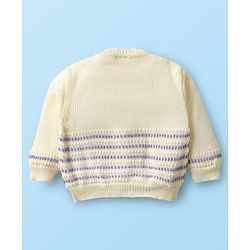 Babyhug Knit Full Sleeves front Open Sweater Set with Cap & Booties - Offwhite