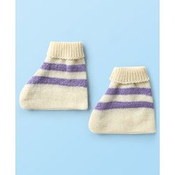 Babyhug Knit Full Sleeves front Open Sweater Set with Cap & Booties - Offwhite