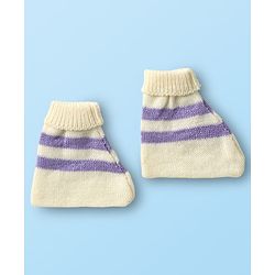 Babyhug Knit Full Sleeves front Open Sweater Set with Cap & Booties - Offwhite