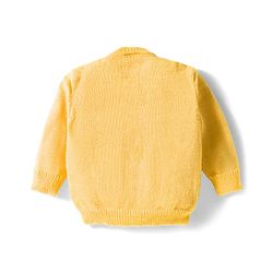 Babyhug Knitted Full Sleeves Front Open Solid Sweater Set With Cap & Mittens - Yellow