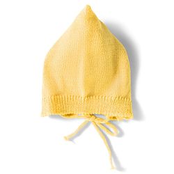 Babyhug Knitted Full Sleeves Front Open Solid Sweater Set With Cap & Mittens - Yellow