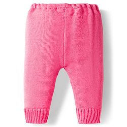 Babyhug Knitted Full Sleeves Front Open Solid Sweater Set With Cap & Mittens - Pink