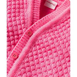 Babyhug Knitted Full Sleeves Front Open Solid Sweater Set With Cap & Mittens - Pink