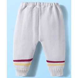 Babyhug Knit Full Sleeves Striped Front Open Sweater Set with Cap & Booties - Multicolor