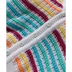Babyhug Knit Full Sleeves Striped Front Open Sweater Set with Cap & Booties - Multicolor