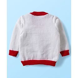 Babyhug Knit Full Sleeves Solid Color Front Open Sweater Set with Cap & Booties - Off White