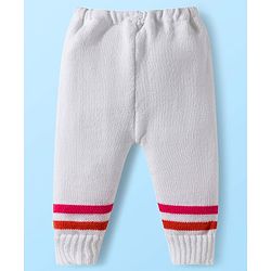 Babyhug Knit Full Sleeves Striped Front Open Sweater Set with Cap & Booties - Multicolor