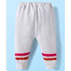 Babyhug Knit Full Sleeves Striped Front Open Sweater Set with Cap & Booties - Multicolor