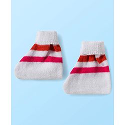 Babyhug Knit Full Sleeves Striped Front Open Sweater Set with Cap & Booties - Multicolor