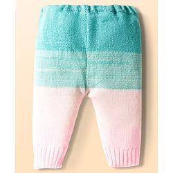 Babyhug Knit Full Sleeves Color Block Front Open Sweater Set with Cap & Booties - Pink
