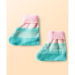 Babyhug Knit Full Sleeves Color Block Front Open Sweater Set with Cap & Booties - Pink