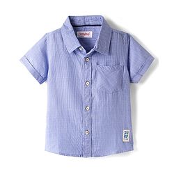 Babyhug 100% Cotton Half Sleeves Checks Shirt With Patch Detailing - Blue