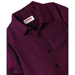 Babyhug 100% Cotton Full Sleeves Checks Shirt With Patch Detailing - Maroon