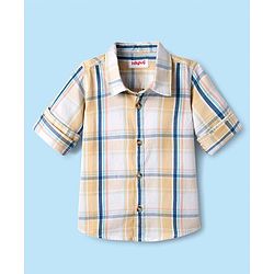 Babyhug Cotton Woven Full Sleeves Checkered Shirt - Yellow