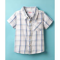 Babyhug Cotton Woven Half Sleeves Shirt With Checks Print - White