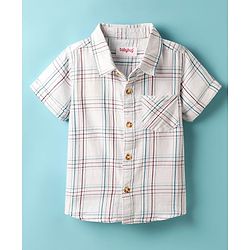 Babyhug Cotton Woven Half Sleeves Shirt With Checks Print - White