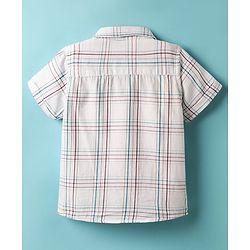 Babyhug Cotton Woven Half Sleeves Shirt With Checks Print - White