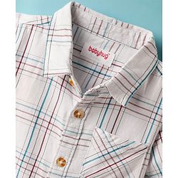 Babyhug Cotton Woven Half Sleeves Shirt With Checks Print - White