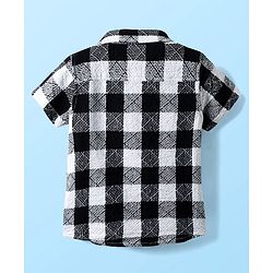 Babyhug Cotton Woven Half Sleeves Shirt With Checks - Black