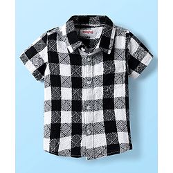 Babyhug Cotton Woven Half Sleeves Shirt With Checks - Black
