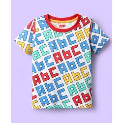 Babyhug 100% Cotton Knit Half Sleeves T-Shirt with Text Print - White