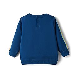 Babyhug Cotton Knit Full Sleeves Sweatshirt With Text Print & Kangaroo Pockets - Navy Blue