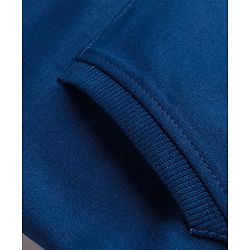 Babyhug Cotton Knit Full Sleeves Sweatshirt With Text Print & Kangaroo Pockets - Navy Blue