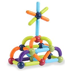 Babyhug Magnetic Colorful Sticks - 64 Pieces| Montessori Learning| Learning Building Activity & Educational Toy| for 3+ Year Kids| Creative Gifting| Unlimited Play| Child Safe Material| BIS Certified