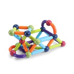 Babyhug Magnetic Colorful Sticks - 64 Pieces| Montessori Learning| Learning Building Activity & Educational Toy| for 3+ Year Kids| Creative Gifting| Unlimited Play| Child Safe Material| BIS Certified