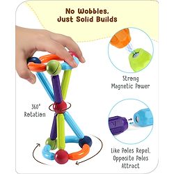 Babyhug Magnetic Colorful Sticks - 64 Pieces| Montessori Learning| Learning Building Activity & Educational Toy| for 3+ Year Kids| Creative Gifting| Unlimited Play| Child Safe Material| BIS Certified