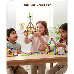 Babyhug Magnetic Colorful Sticks - 64 Pieces| Montessori Learning| Learning Building Activity & Educational Toy| for 3+ Year Kids| Creative Gifting| Unlimited Play| Child Safe Material| BIS Certified