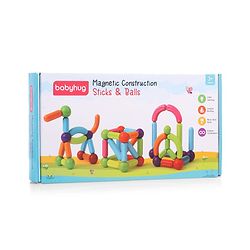 Babyhug Magnetic Colorful Sticks - 64 Pieces| Montessori Learning| Learning Building Activity & Educational Toy| for 3+ Year Kids| Creative Gifting| Unlimited Play| Child Safe Material| BIS Certified