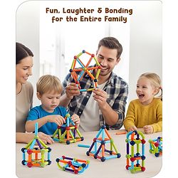 Babyhug Magnetic Colorful Sticks - 64 Pieces| Montessori Learning| Learning Building Activity & Educational Toy| for 3+ Year Kids| Creative Gifting| Unlimited Play| Child Safe Material| BIS Certified
