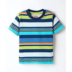 Babyhug 100% Cotton Knit Half Sleeve Striped T-Shirt - Multicolor