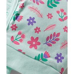 Babyhug 100% Cotton Interlock Knit Caps With Floral Print Pack Of 2 Pink & Light Green - Diameter 9.5 cm