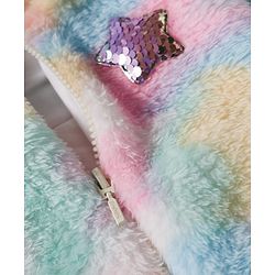 Babyhug Fur Woven Full Sleeves Hooded Footed Front Open Romper with Attached Mitten - Multicolor