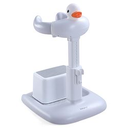 Babyhug Bathroom Stand with Step Stool - Grey| Shower Holder| Adjustable Height| Non-slip Base| Soft Handles