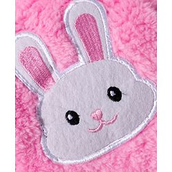 Babyhug Fur Woven Full Sleeves Winter Wear Hooded T-Shirt & Lounge Pant Set With Animal Embriodery & Ear Applique - Pink