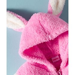 Babyhug Fur Woven Full Sleeves Winter Wear Hooded T-Shirt & Lounge Pant Set With Animal Embriodery & Ear Applique - Pink